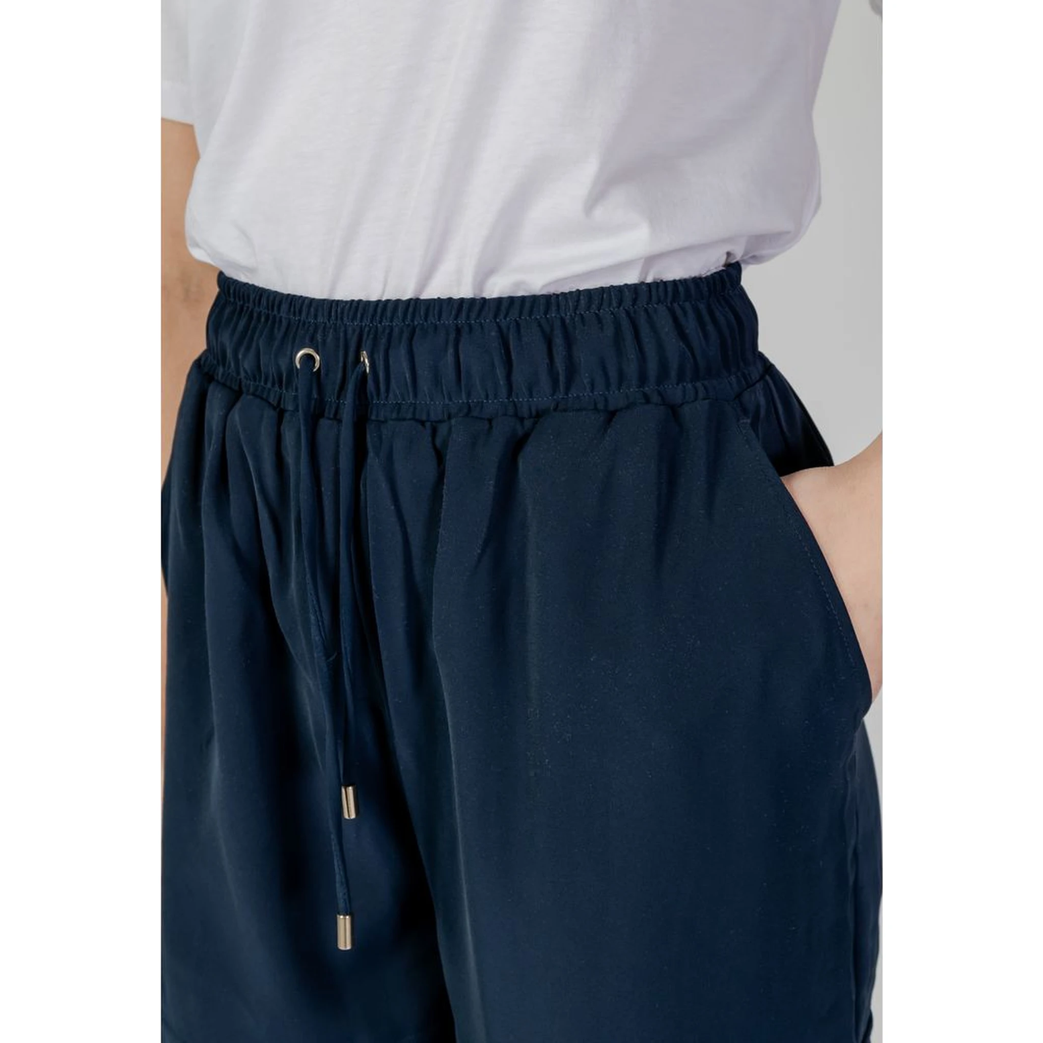 Blue Polyester Cargo Pants