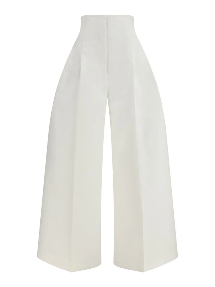 White Cotton Cropped Pants
