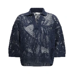 Blue Linen Polo Shirt