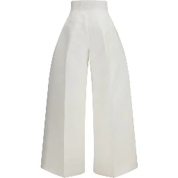 White Cotton Cropped Pants