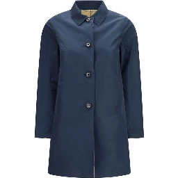 Blue Polyester Trench Coat