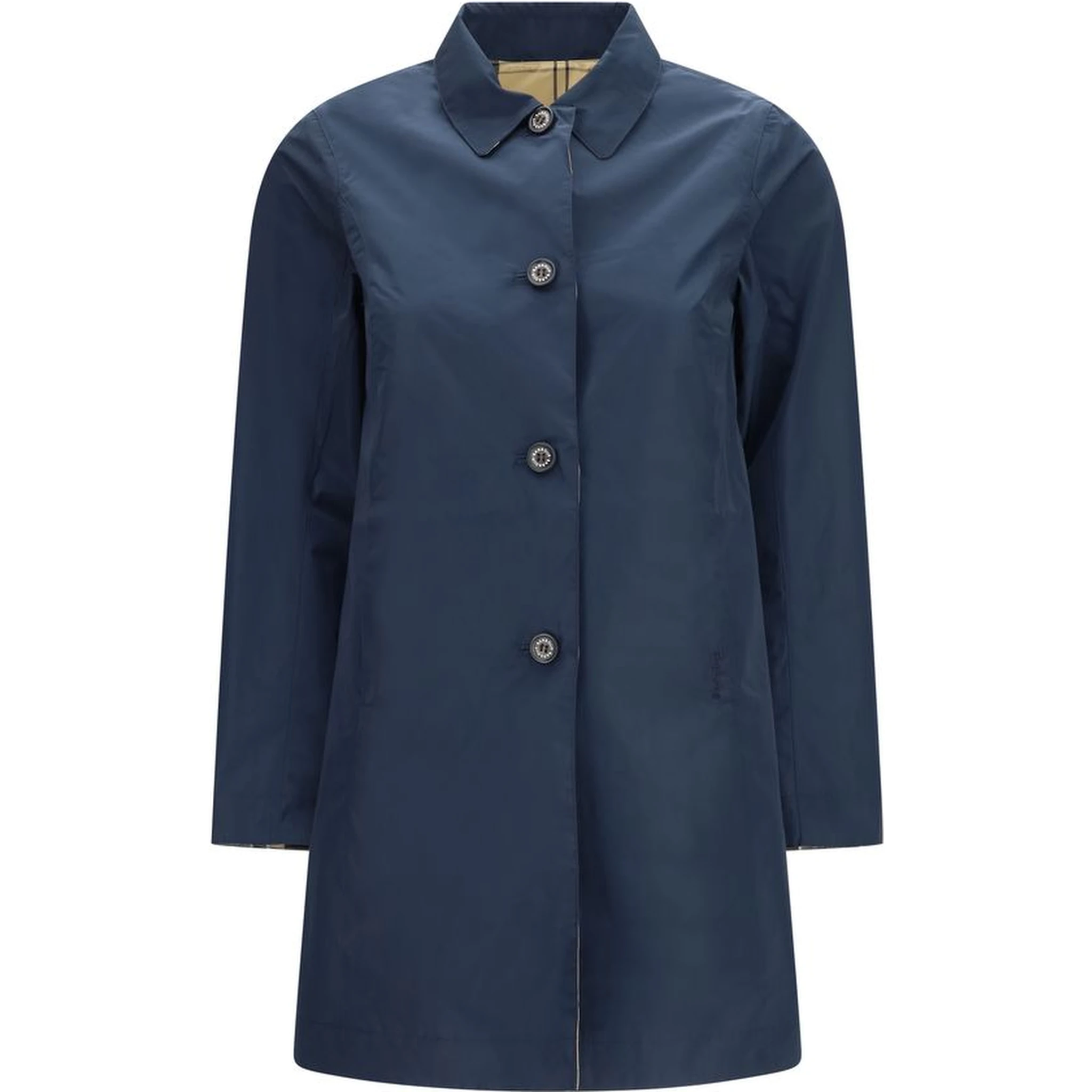 Blue Polyester Trench Coat