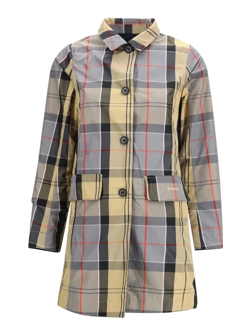 Blue Polyester Trench Coat