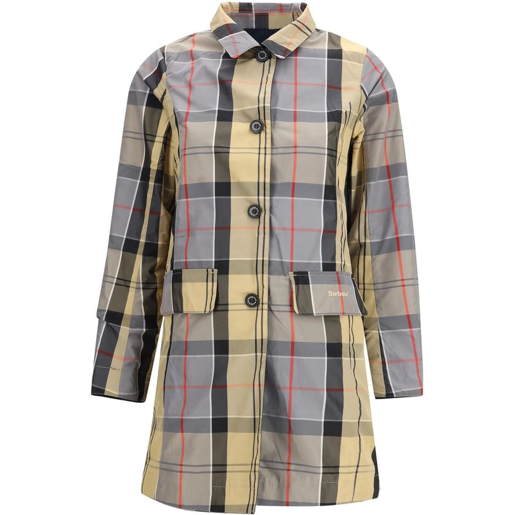 Blue Polyester Trench Coat