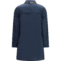 Blue Polyester Trench Coat