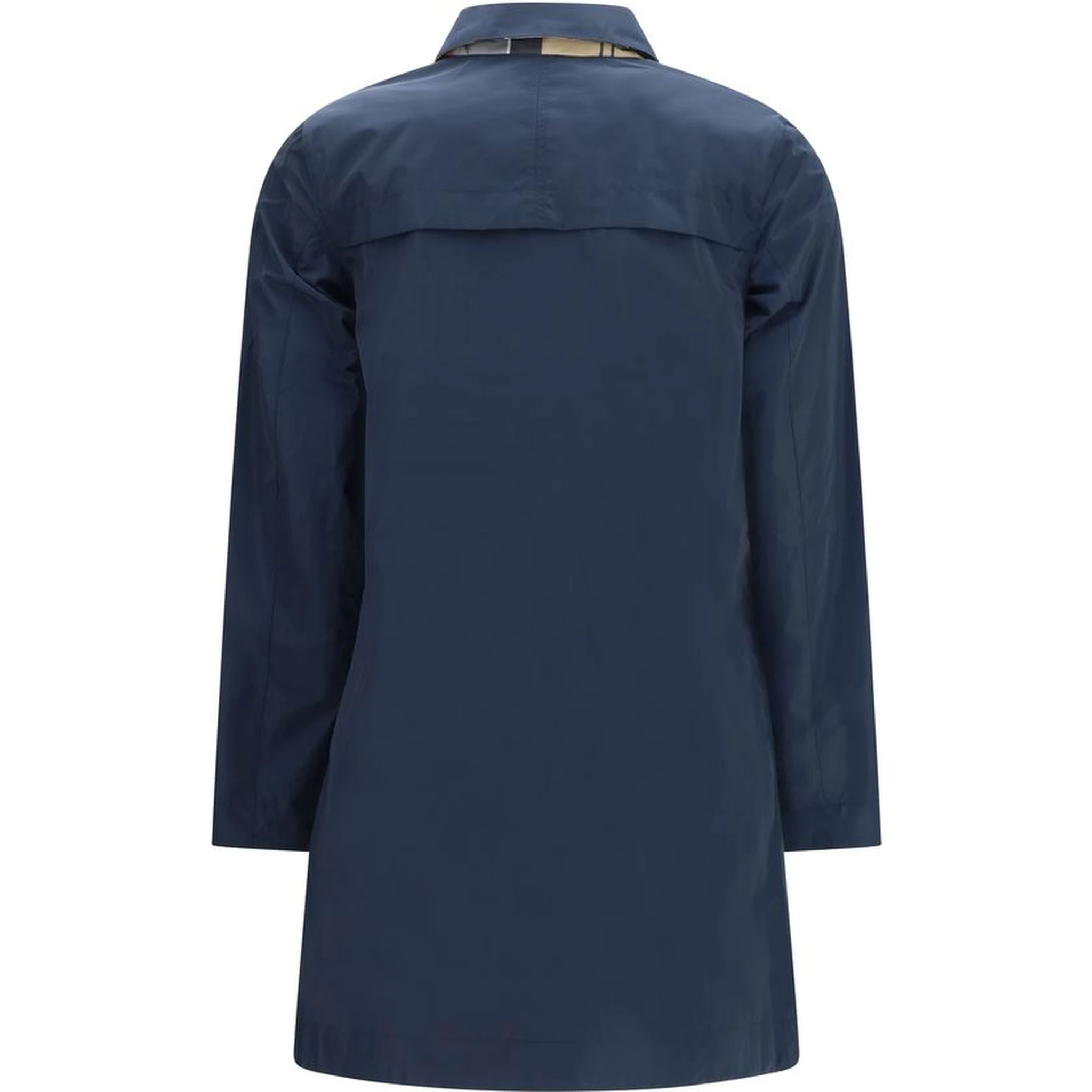 Blue Polyester Trench Coat