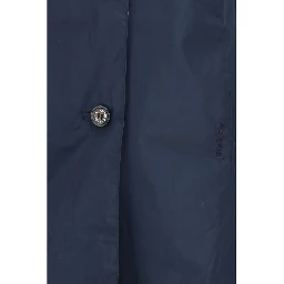 Blue Polyester Trench Coat