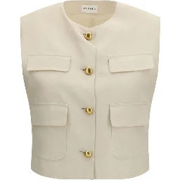 Beige Wool Sleveless Jacket
