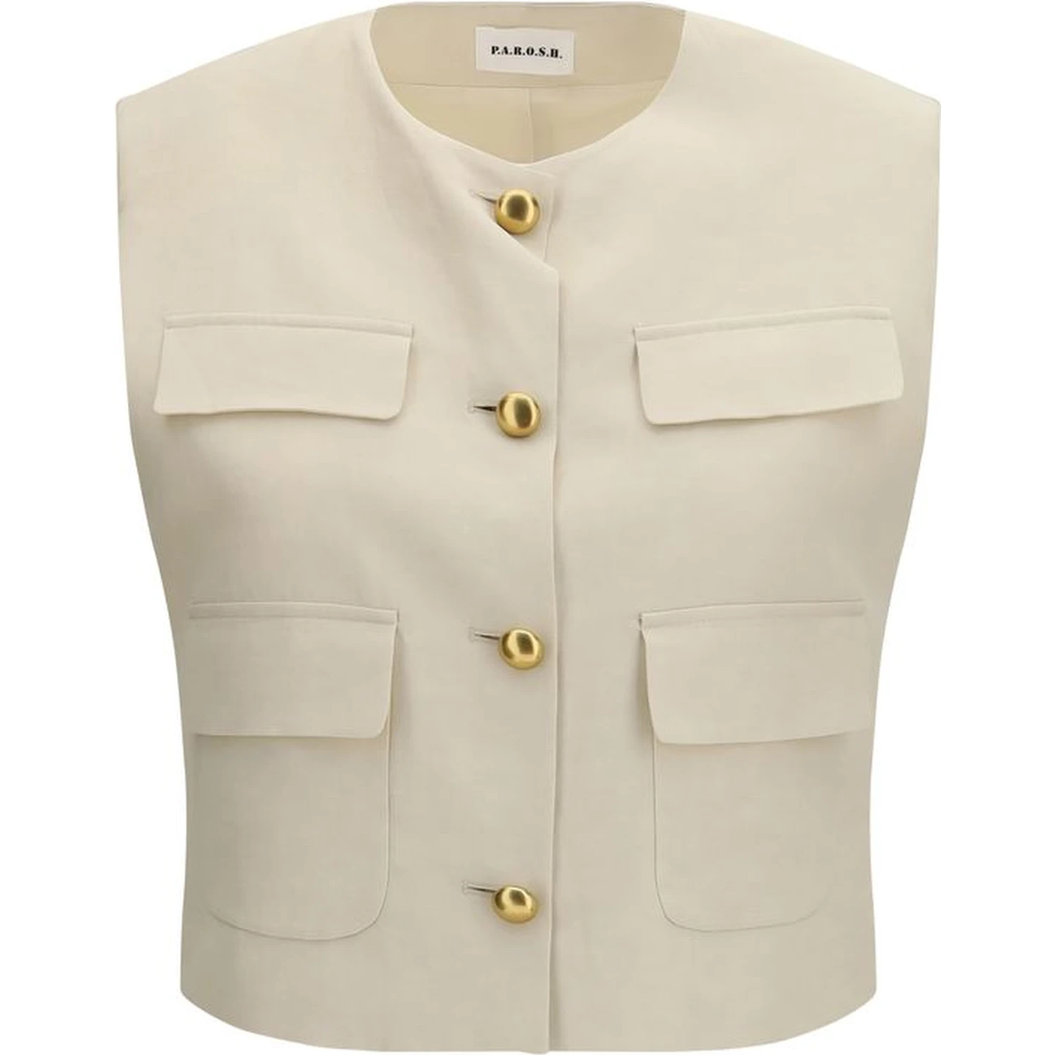 Beige Wool Sleveless Jacket