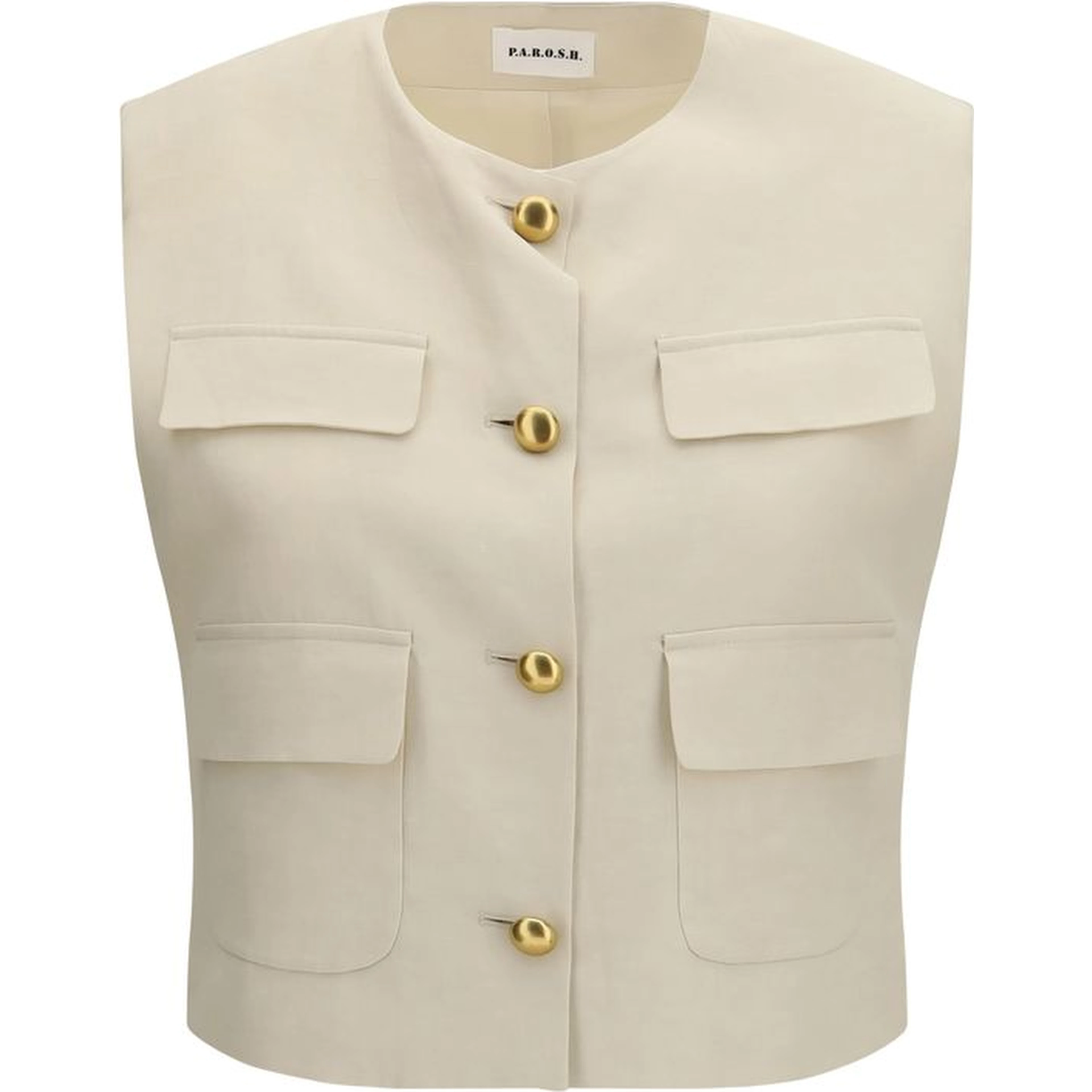 Beige Wool Sleveless Jacket
