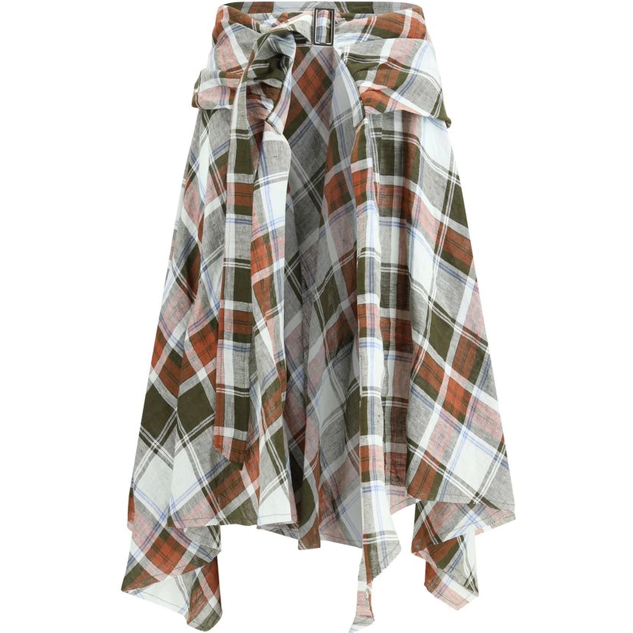 Multicolor Linen Midi Skirt