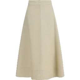Beige Linen Midi Skirt