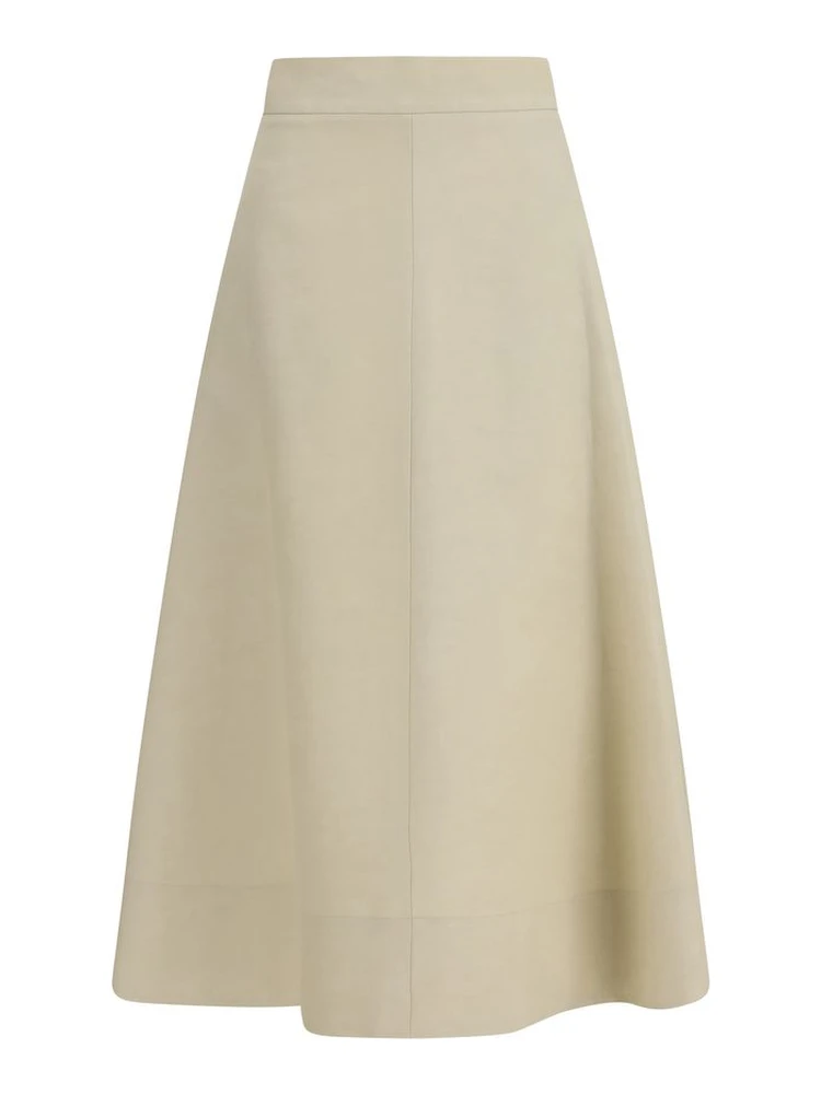 Beige Linen Midi Skirt