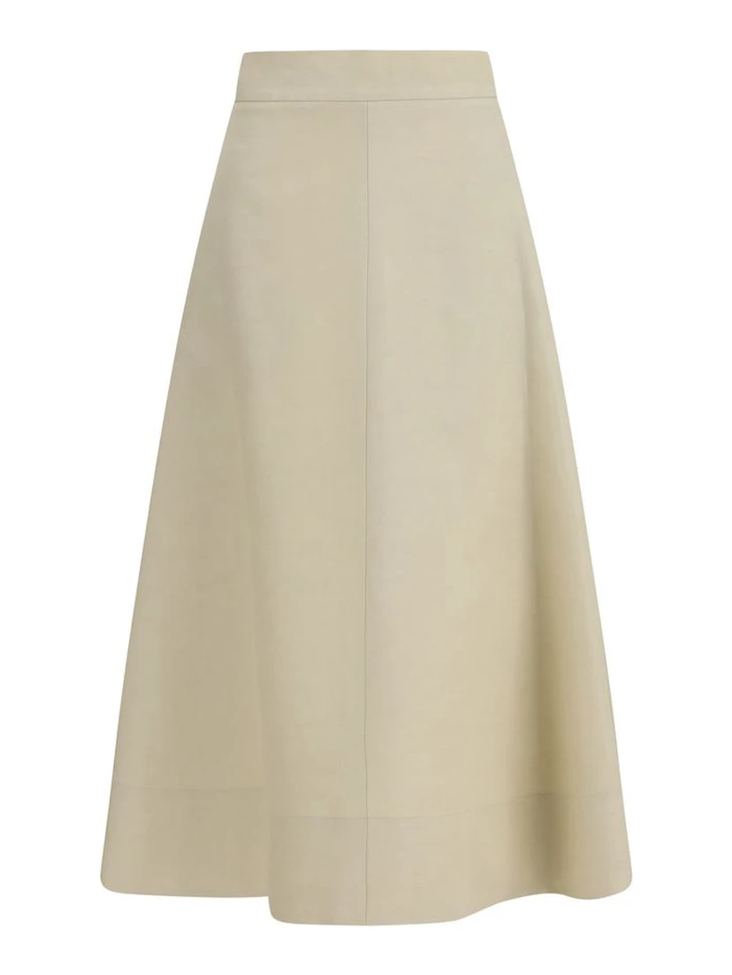 Beige Linen Midi Skirt