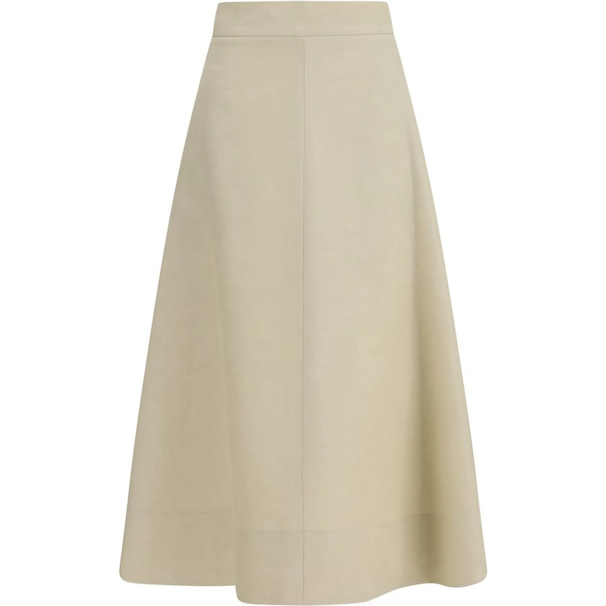Beige Linen Midi Skirt