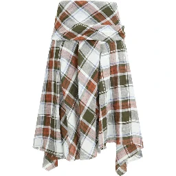 Multicolor Linen Midi Skirt