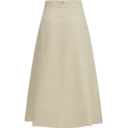 Beige Linen Midi Skirt