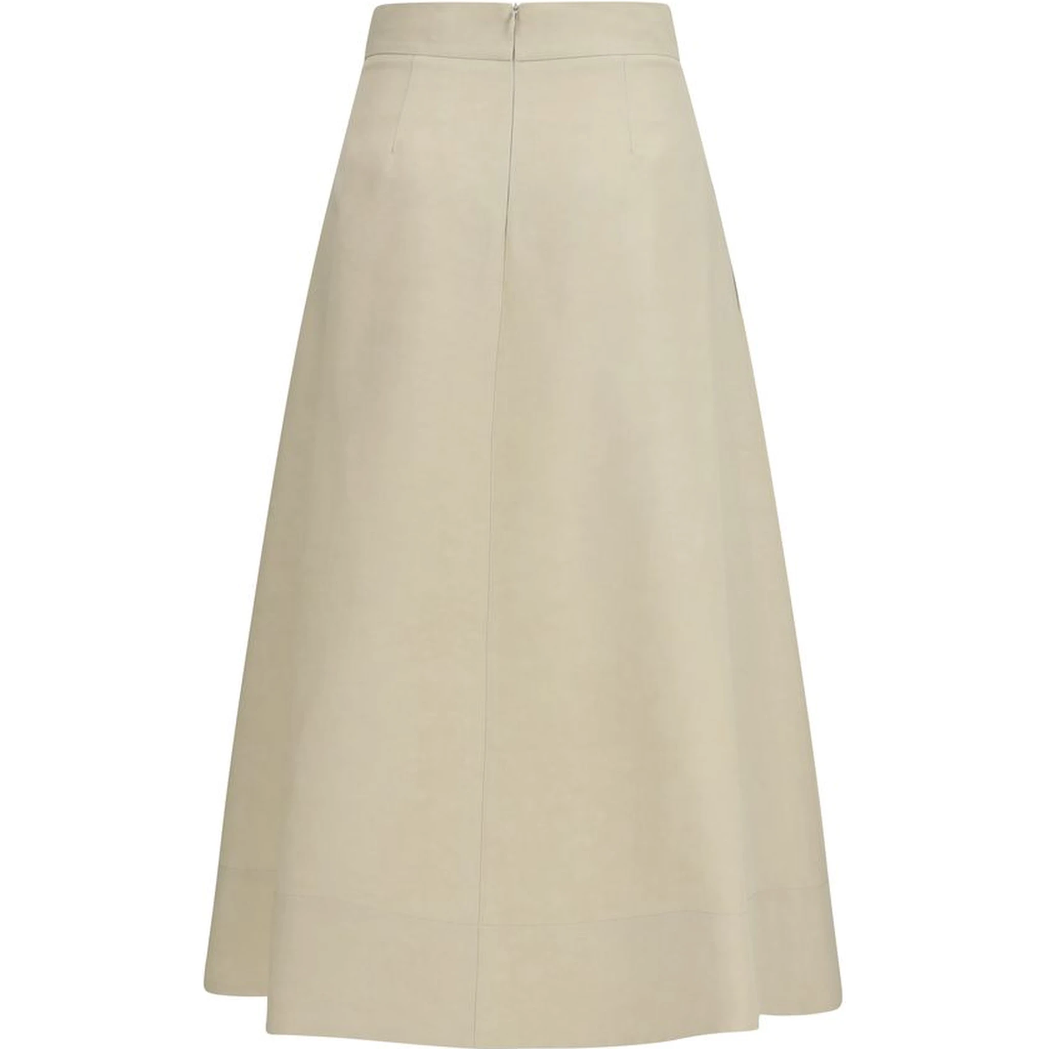 Beige Linen Midi Skirt