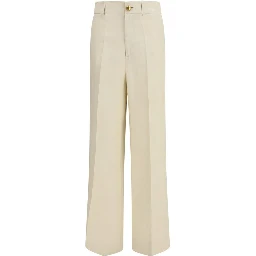 Beige Viscose Casual Pants