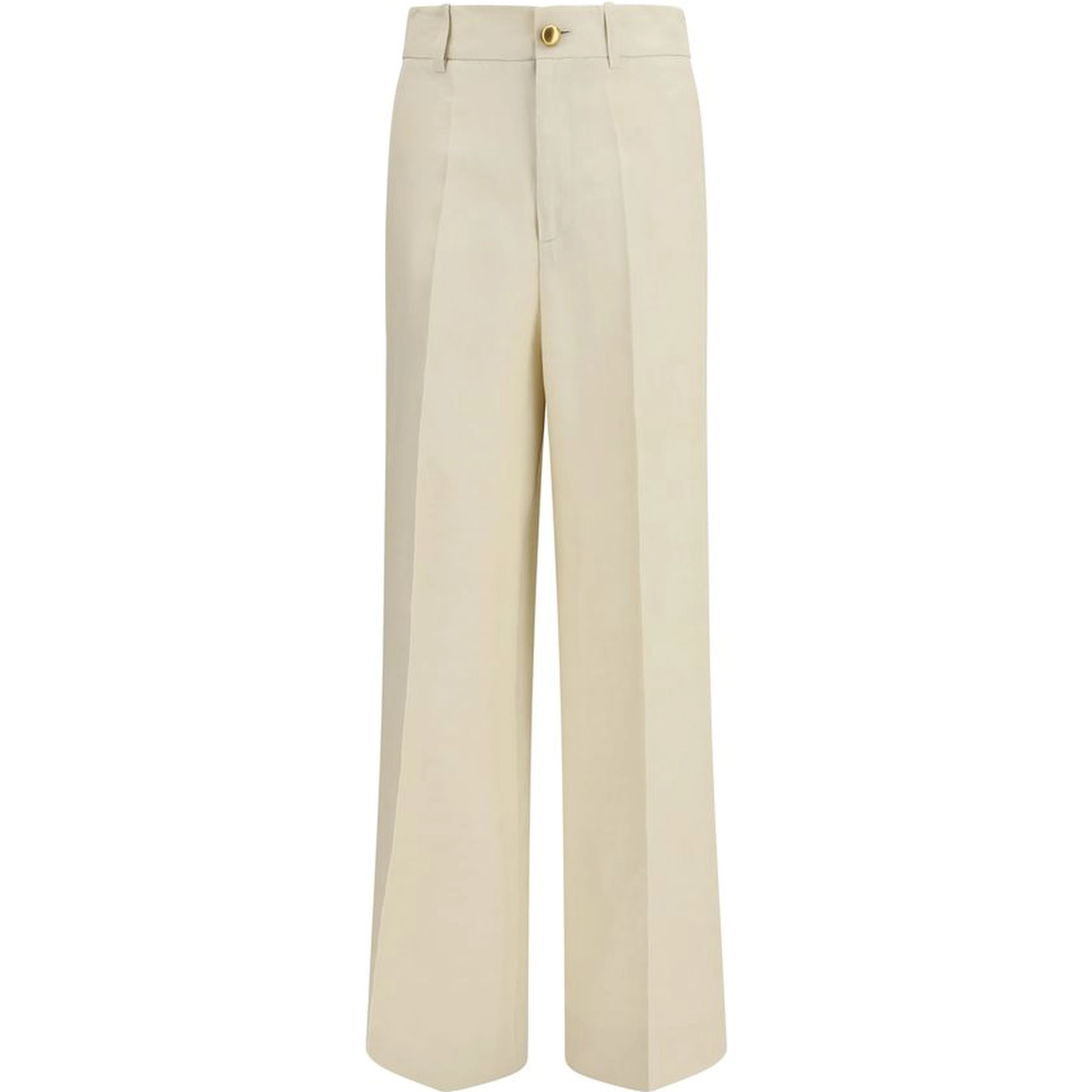 Beige Viscose Casual Pants