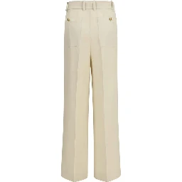 Beige Viscose Casual Pants