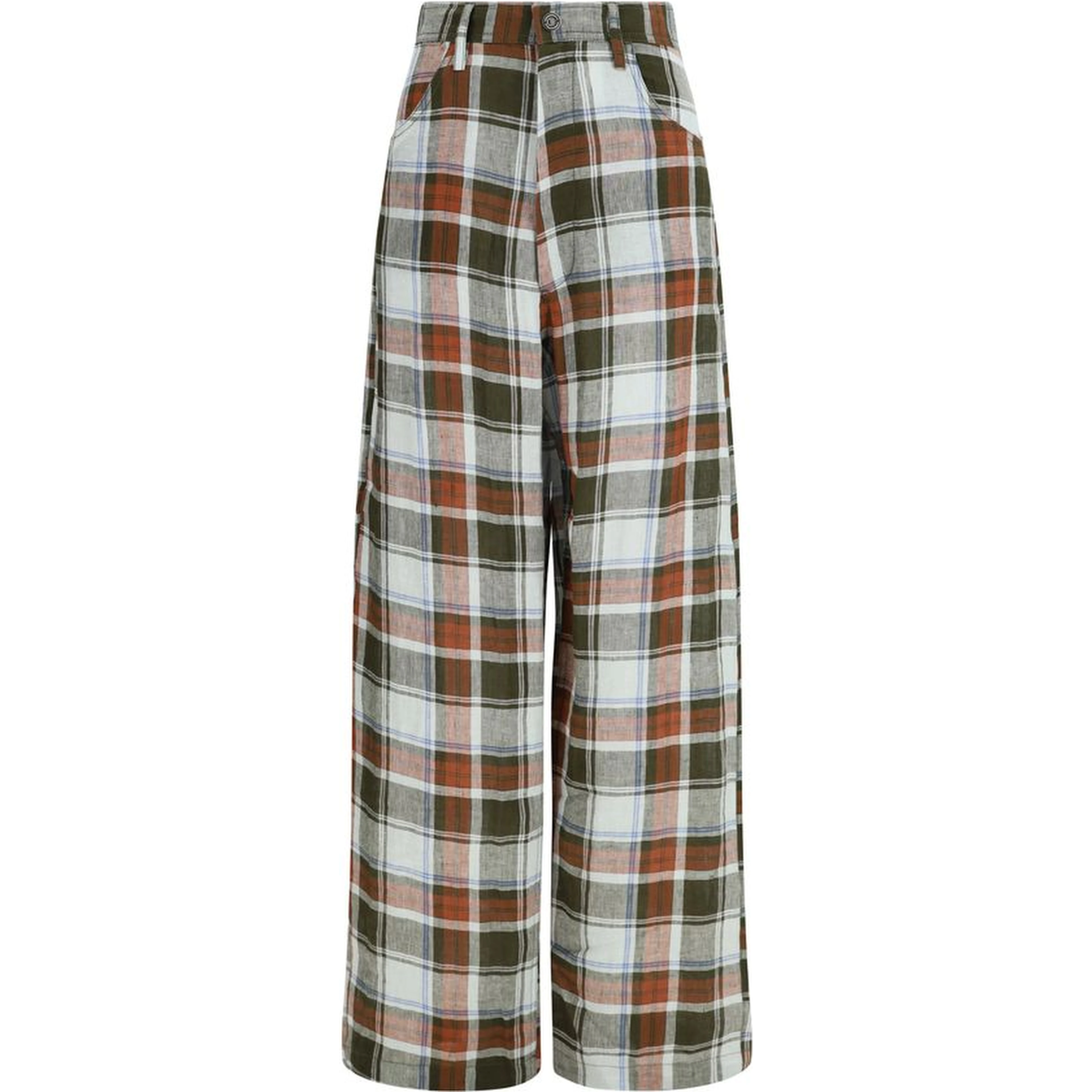 Multicolor Linen Casual Pants
