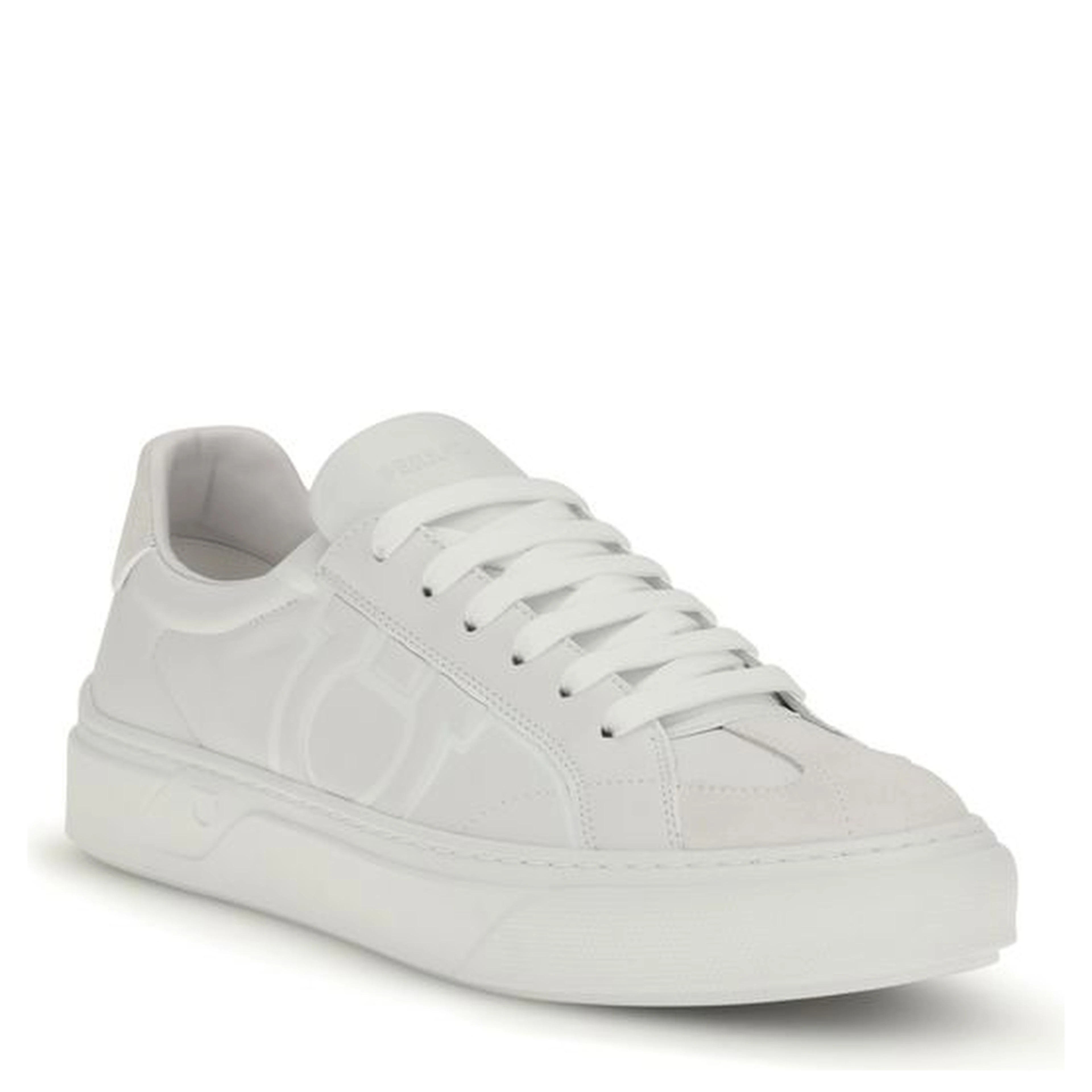 White Calf Leather Bos Taurus Sneakers