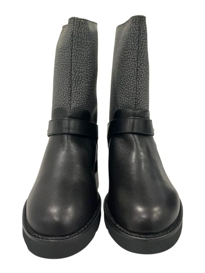 Grey Leather Women Boot