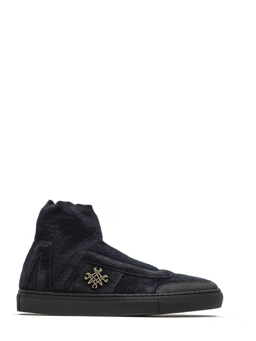 Blue Leather Womens Ankle Boot