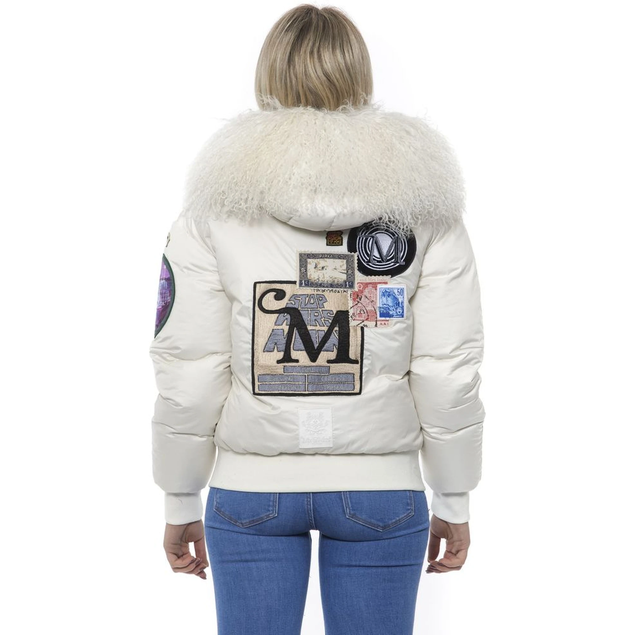 White Polyester Women Bomber Jacket