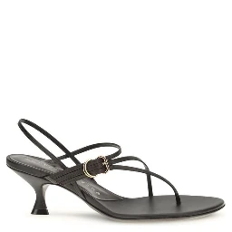 Black Calf Leather Bos Taurus Stiletto Heel Sandals