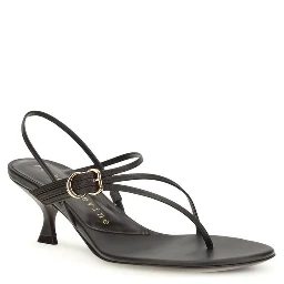 Black Calf Leather Bos Taurus Stiletto Heel Sandals