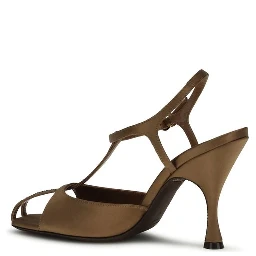 Brown Silk Strap-On Sandals