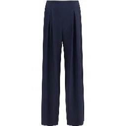 Blue Silk Casual Pants