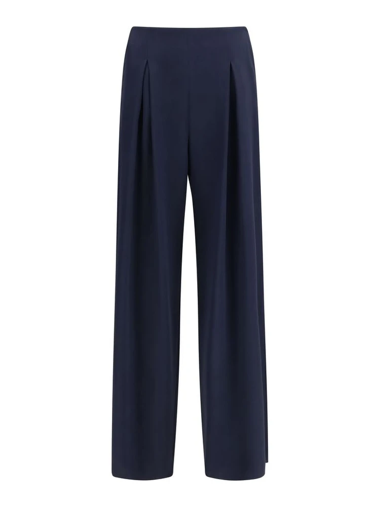 Blue Silk Casual Pants
