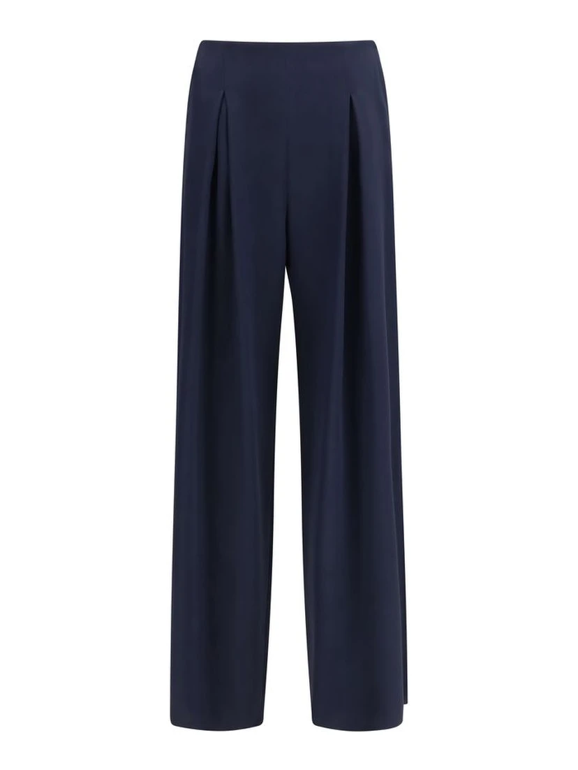 Blue Silk Casual Pants