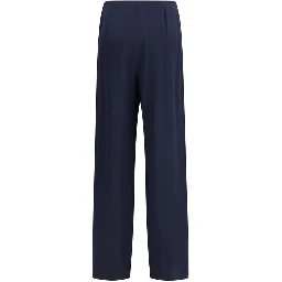 Blue Silk Casual Pants