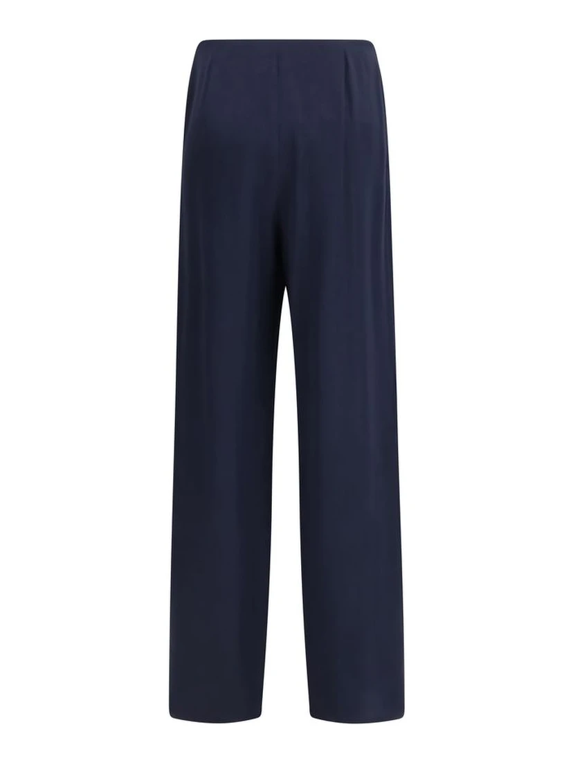 Blue Silk Casual Pants