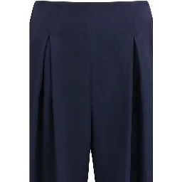 Blue Silk Casual Pants