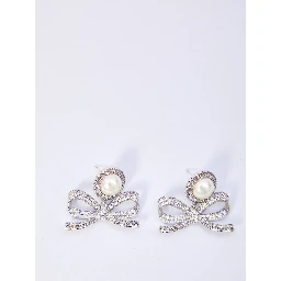 Pearl bow drop earrings