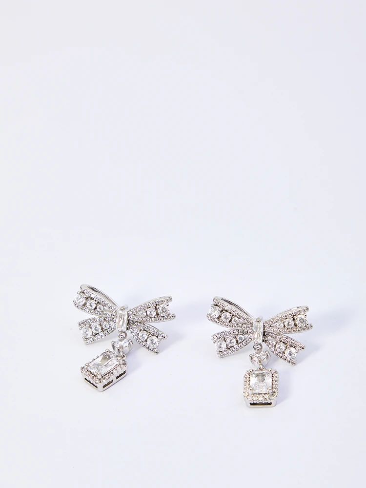 Bow crystal drop earrings