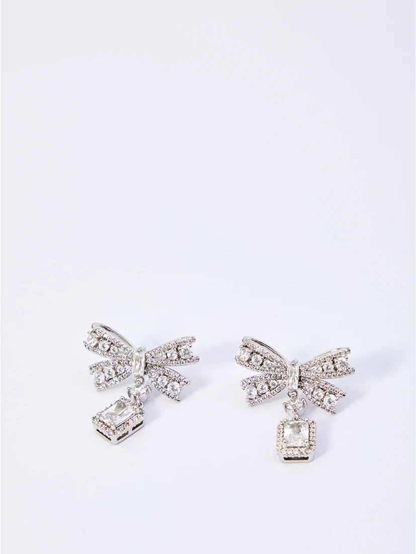 Bow crystal drop earrings