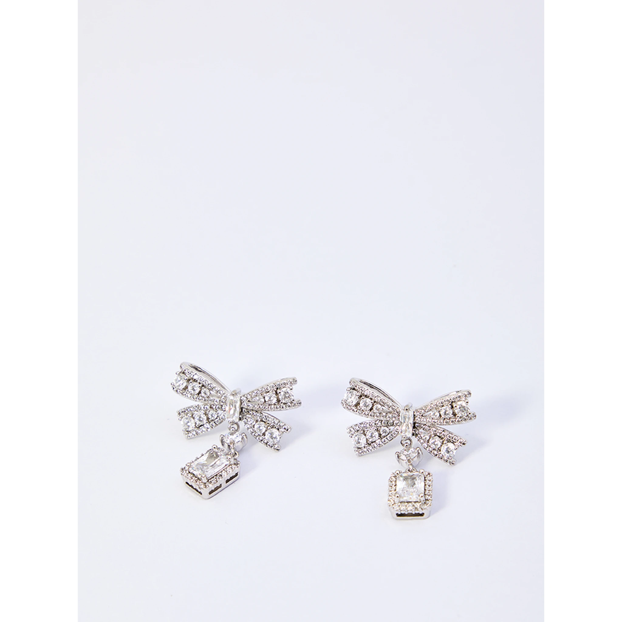 Bow crystal drop earrings
