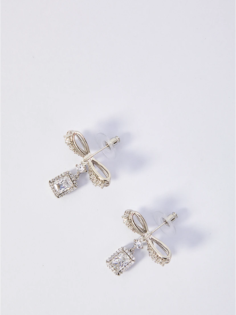 Bow crystal drop earrings