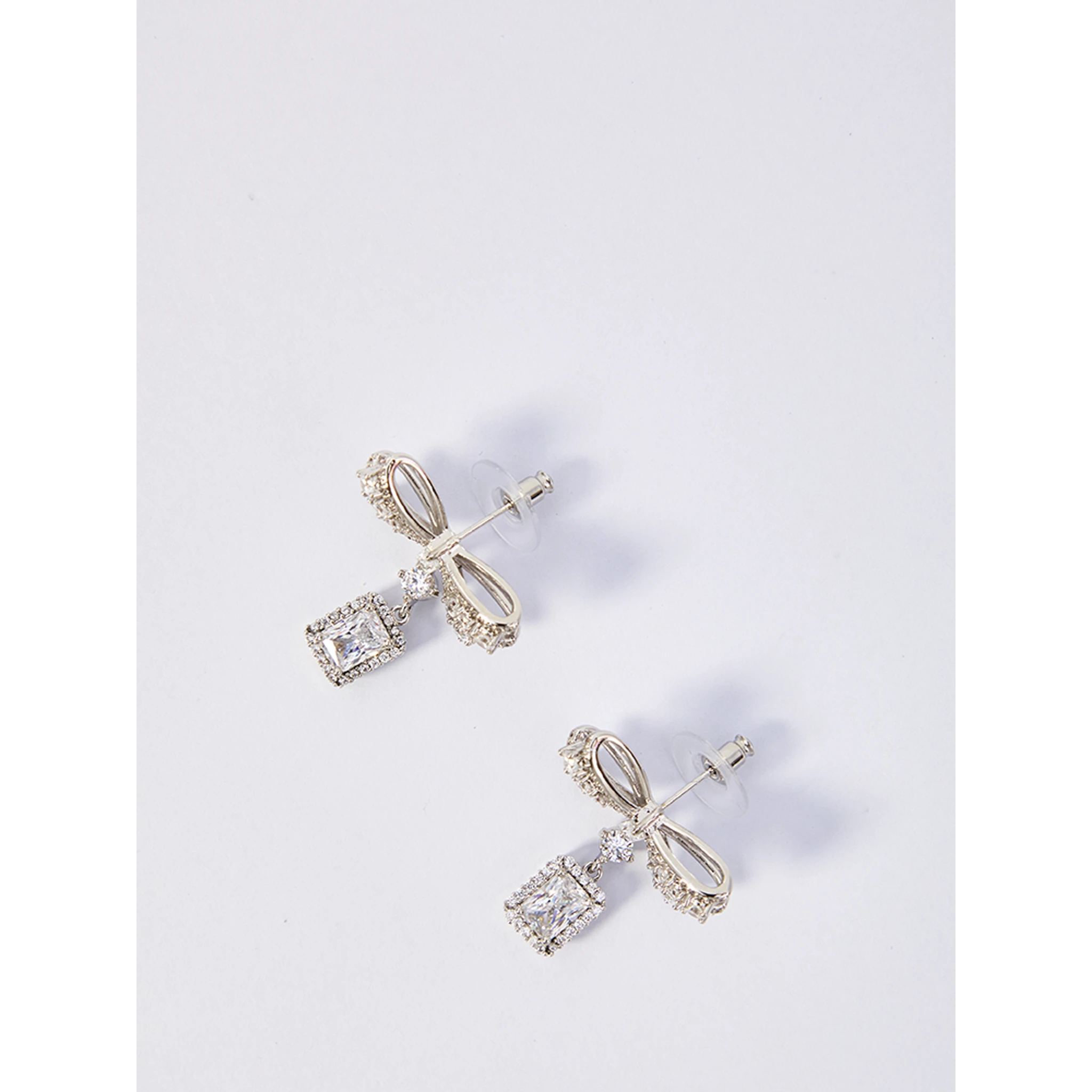 Bow crystal drop earrings