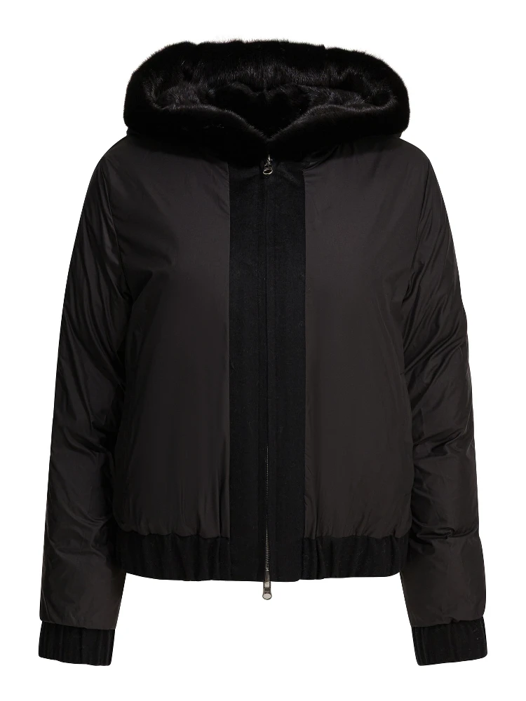 Reversible jacket in cashmere and silk alternative