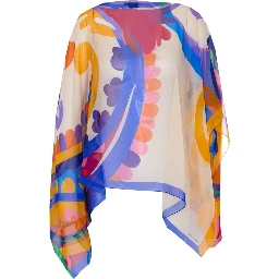 ASYMMETRICAL PAISLEY PRINT PONCHO
