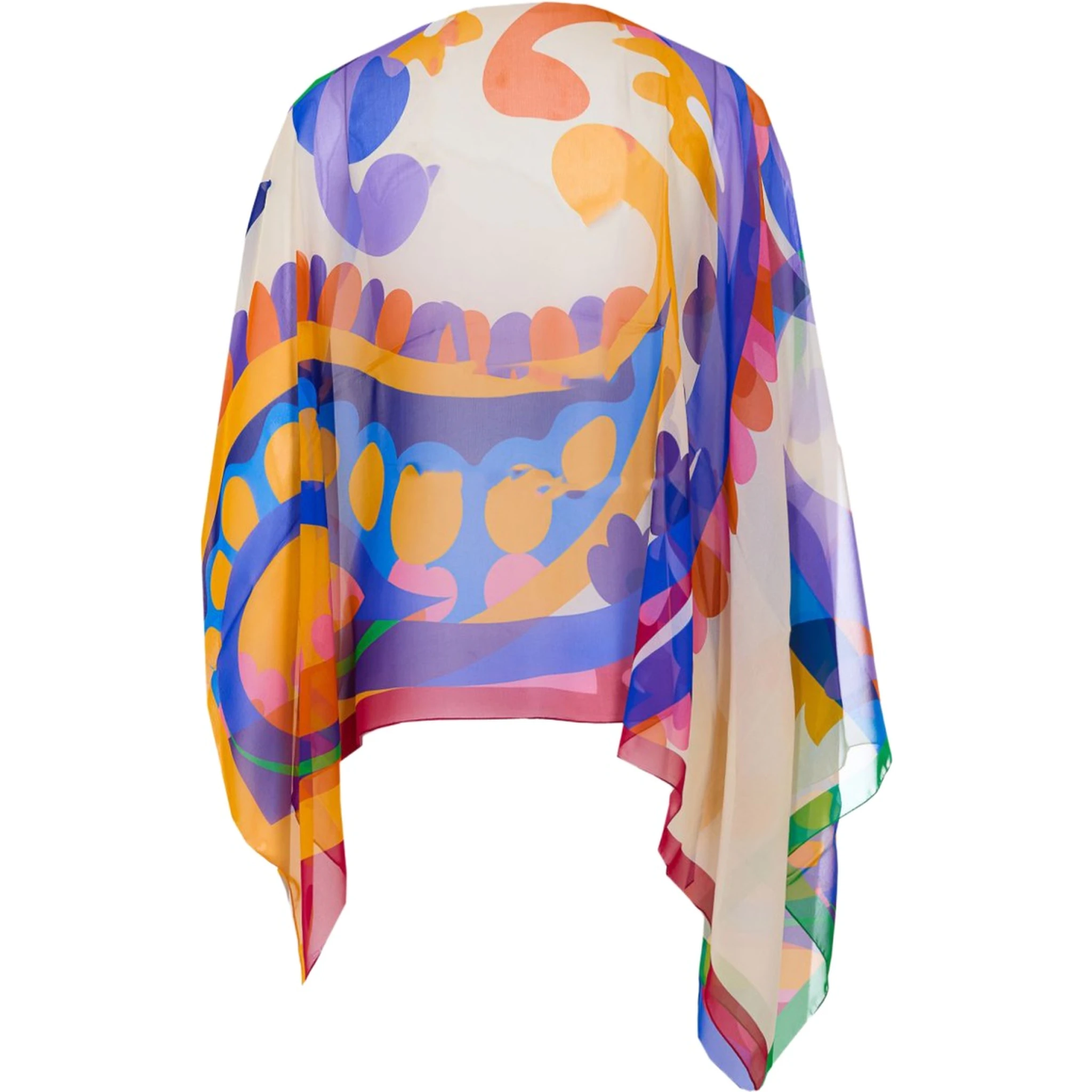 ASYMMETRICAL PAISLEY PRINT PONCHO