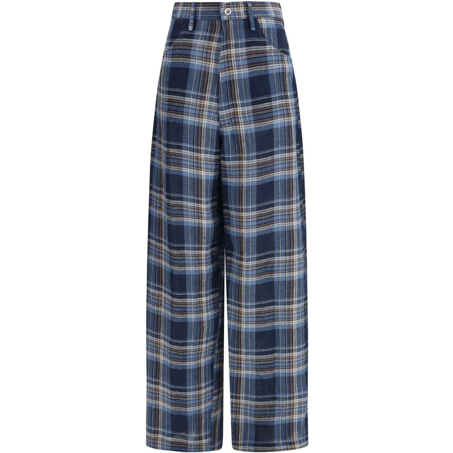 Blue Linen Casual Pants