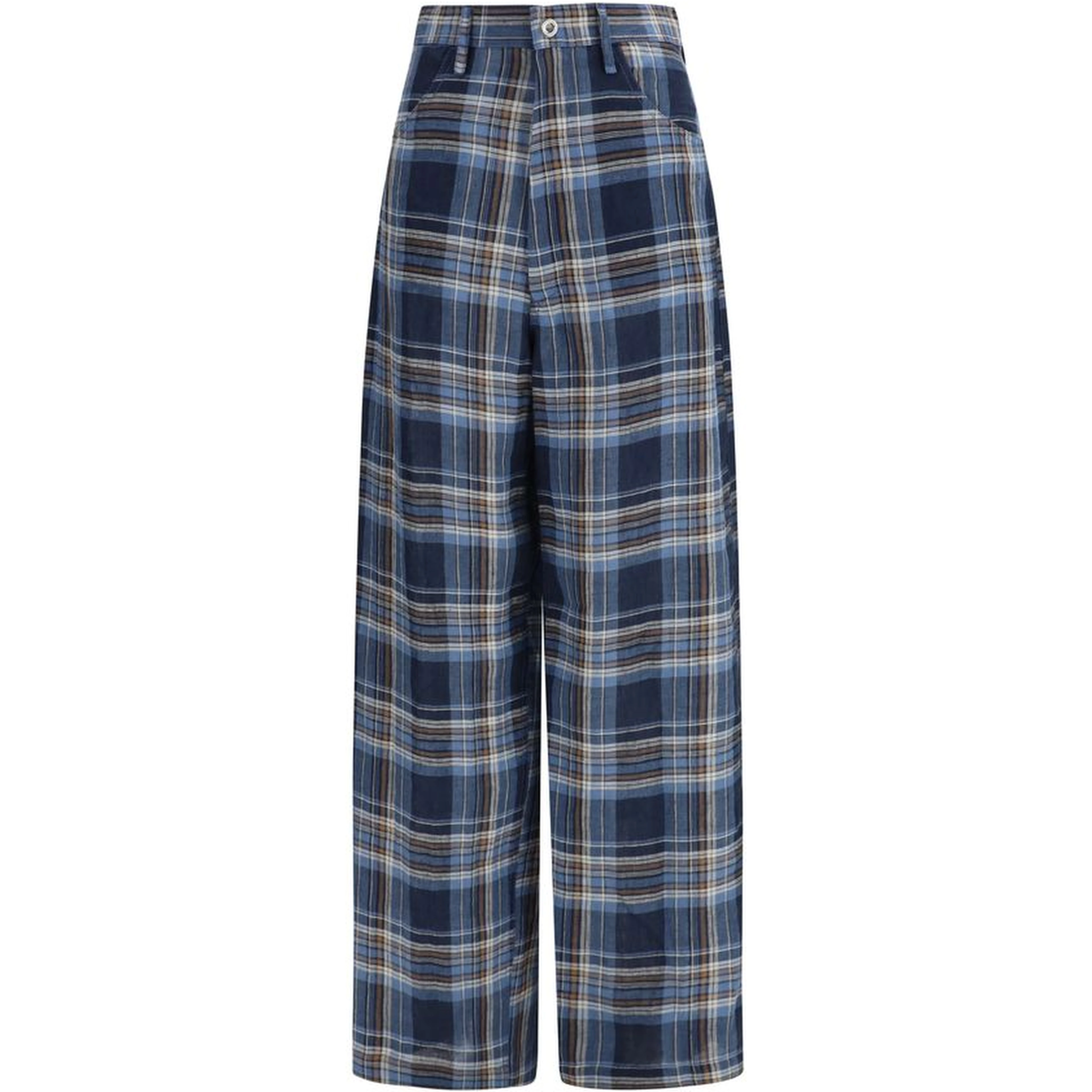 Blue Linen Casual Pants